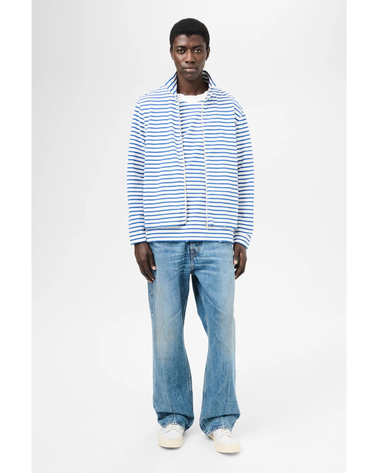 SHRUNKEN FULLZIP POLO Genova Stripe
