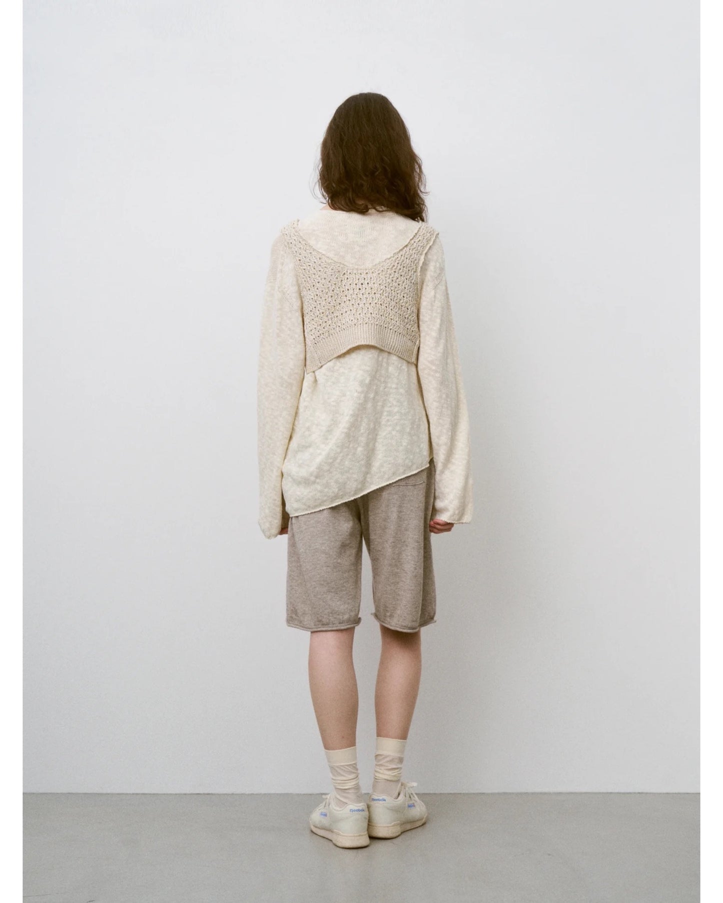 double honeycomb mesh-knit cropped vest