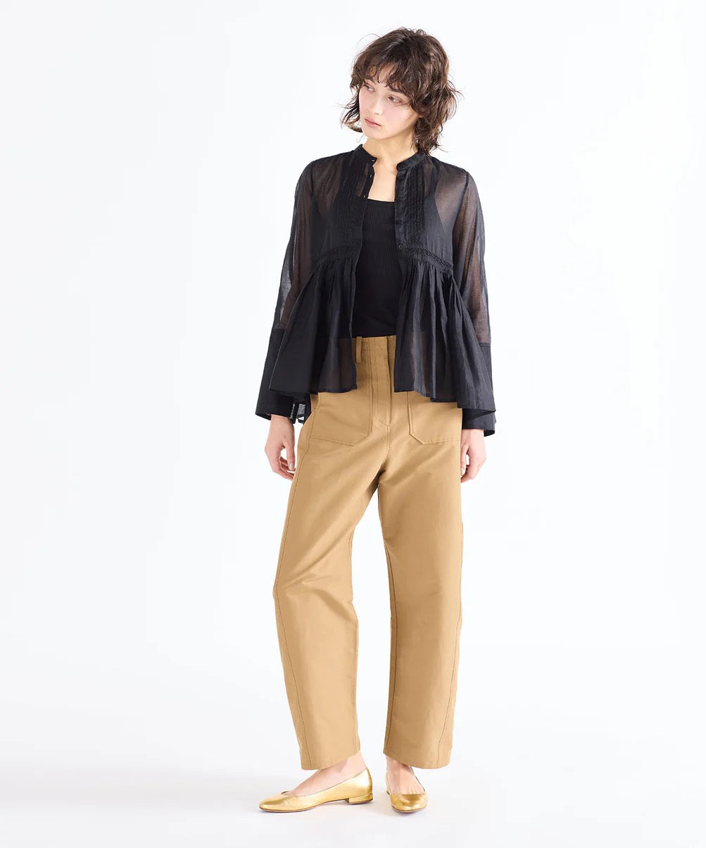 sheer starched cotton lace flare blouse