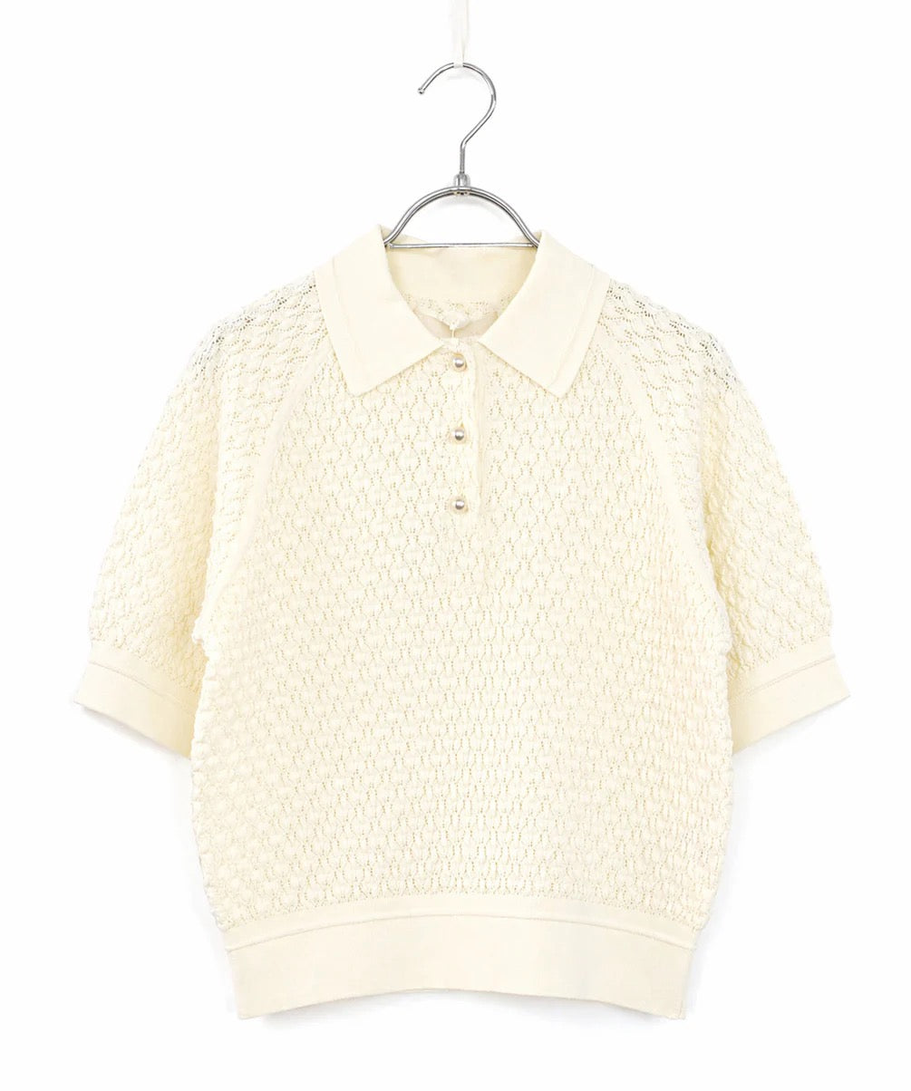 diamond openwork polo knit