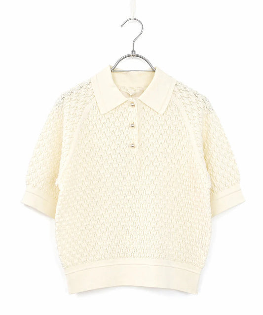 diamond openwork polo knit