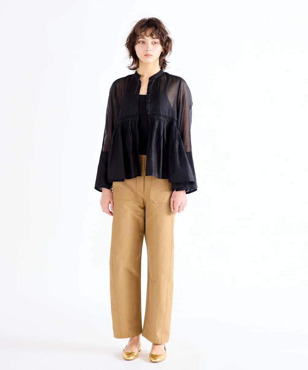 sheer starched cotton lace flare blouse