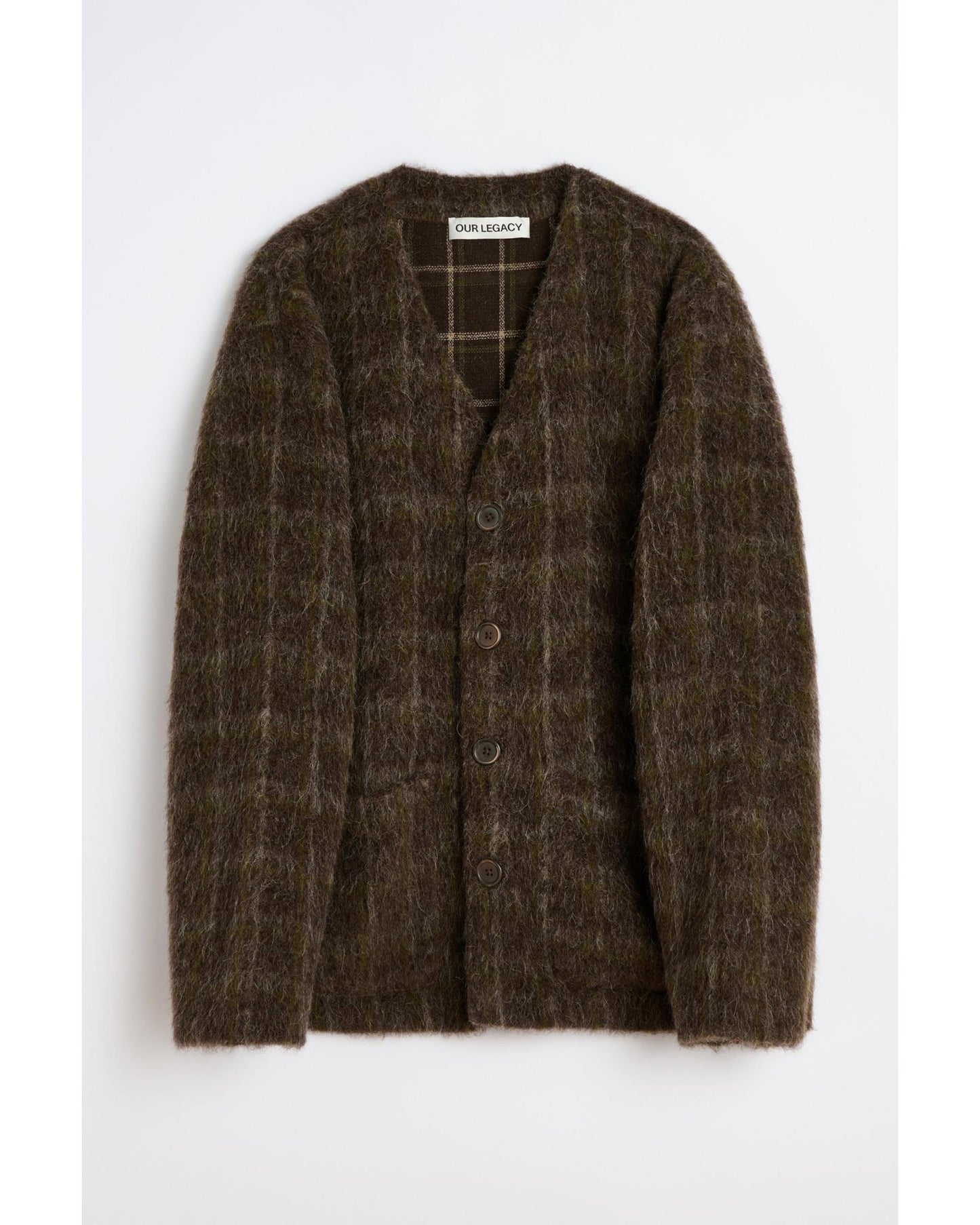MOHAIR CARDIGAN  BROWN CHECK