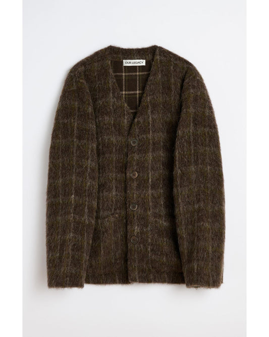 MOHAIR CARDIGAN  BROWN CHECK