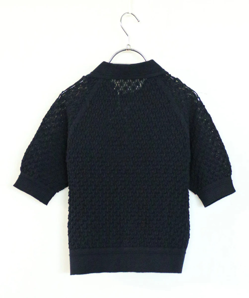 diamond openwork polo knit