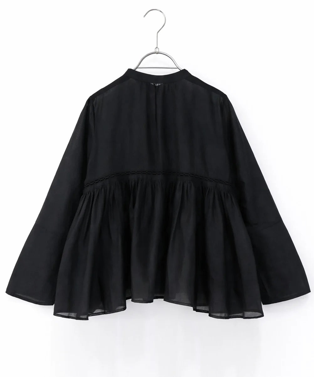 sheer starched cotton lace flare blouse
