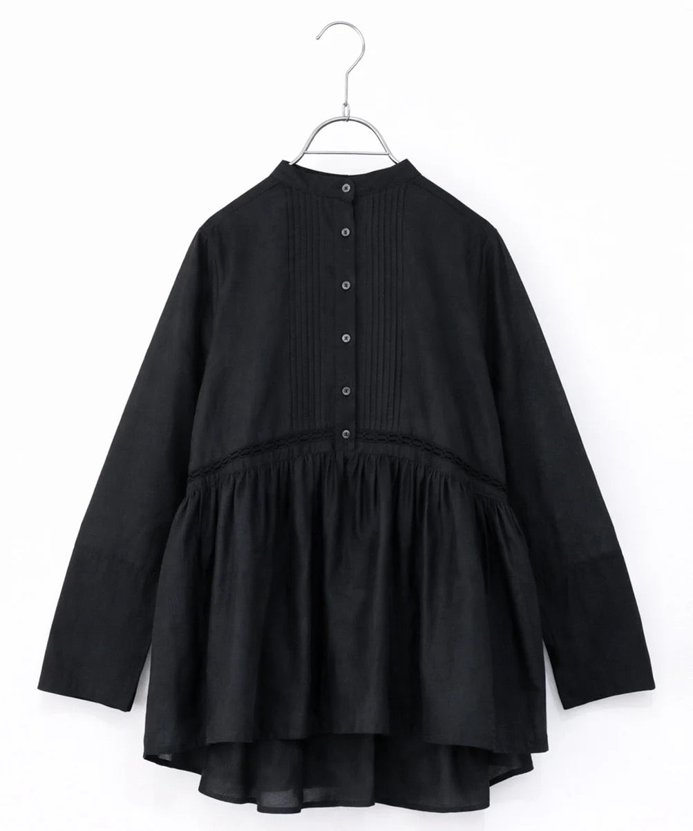 sheer starched cotton lace flare blouse