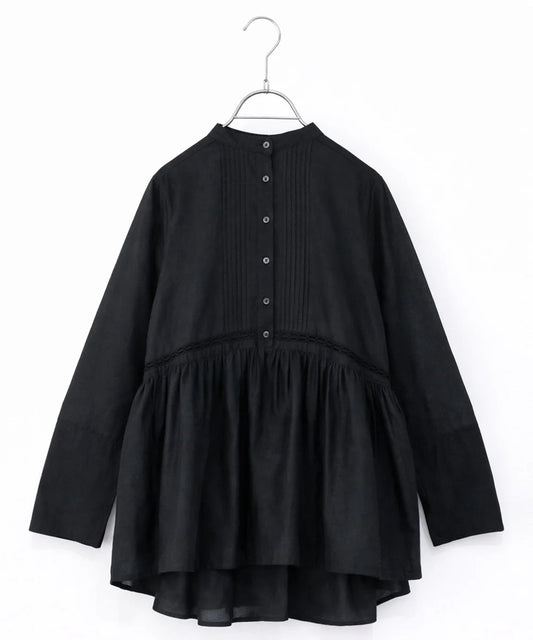 sheer starched cotton lace flare blouse