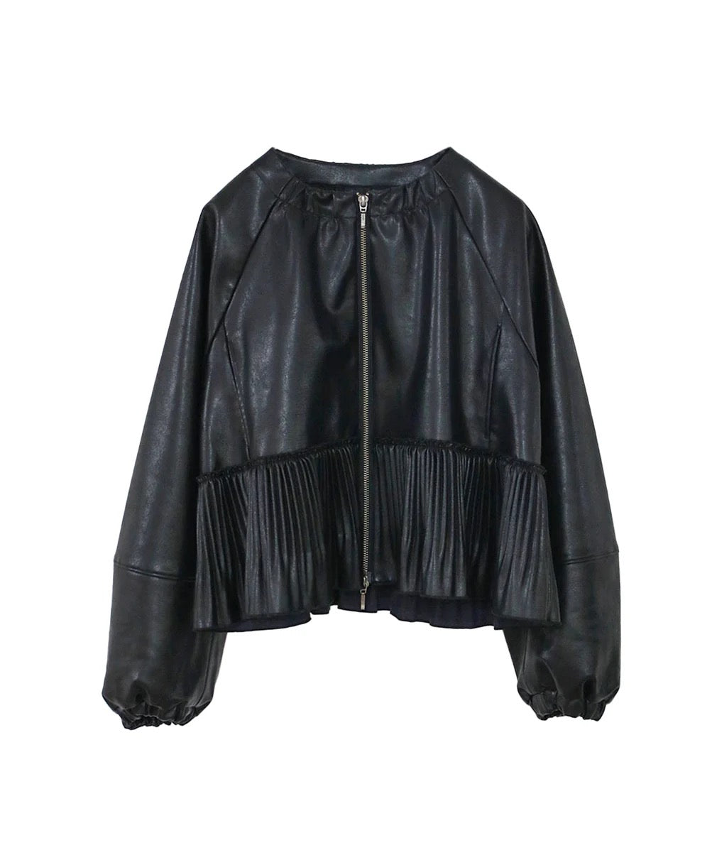 eco leather pleats jacket