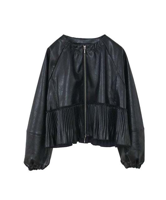 eco leather pleats jacket