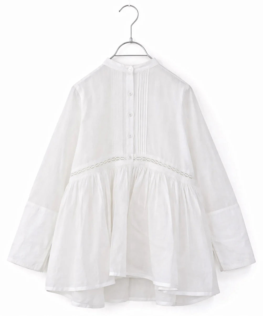 sheer starched cotton lace flare blouse