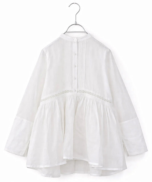 sheer starched cotton lace flare blouse