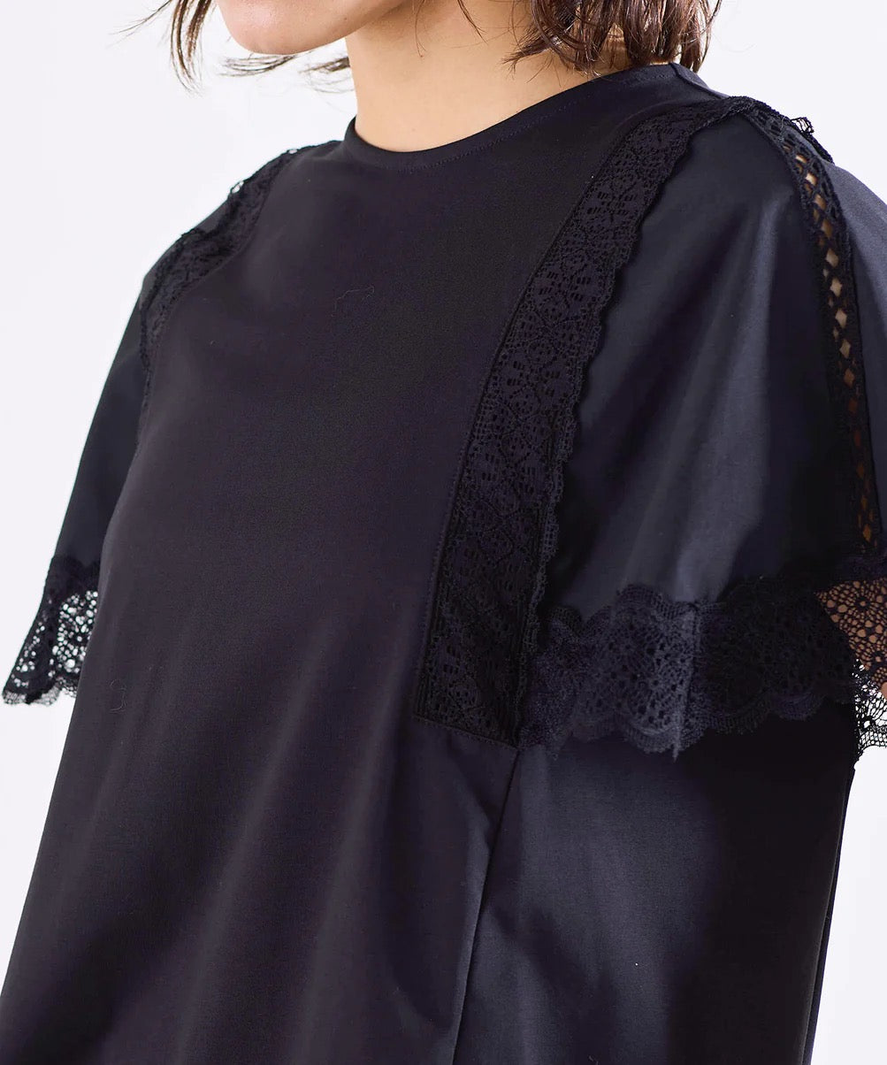 laced handkerchief sleeve cut-sew