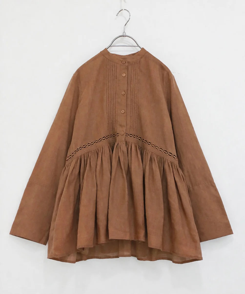 sheer starched cotton lace flare blouse