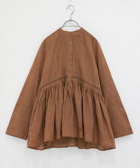 sheer starched cotton lace flare blouse