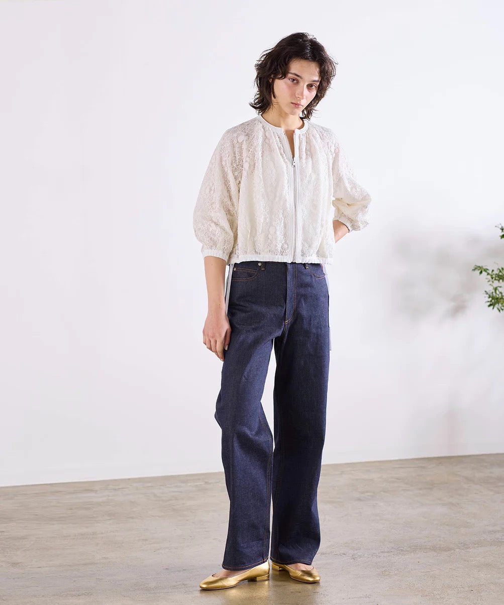 reversible sheer lace blouson