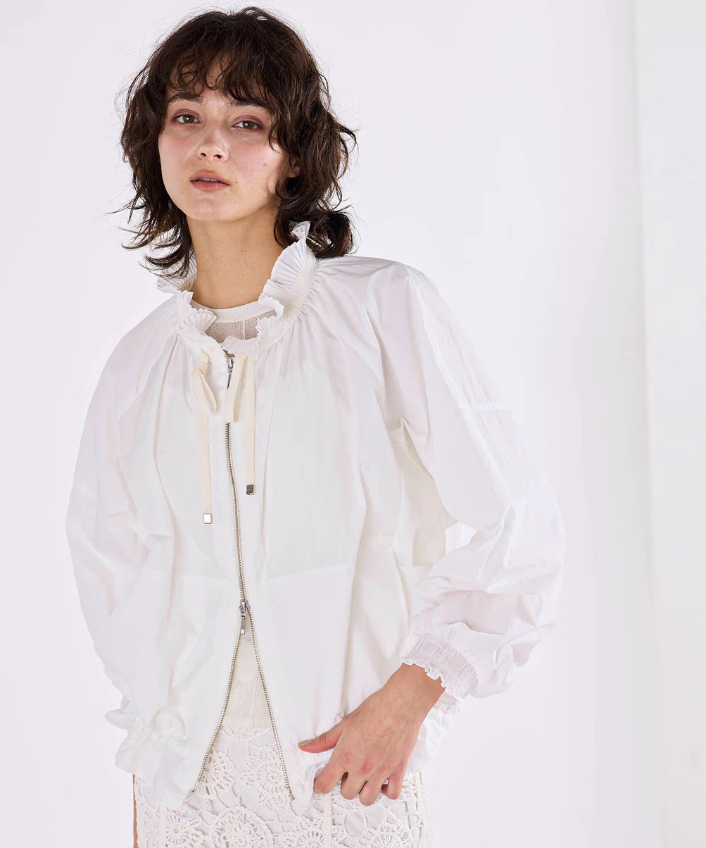 pleats sheer dolman blouson