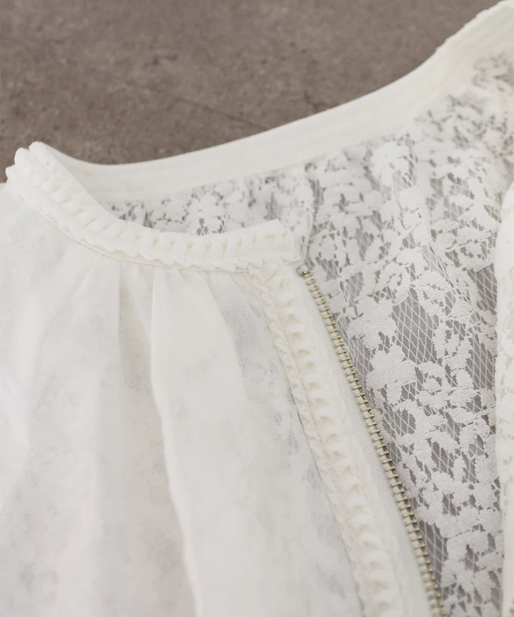 reversible sheer lace blouson