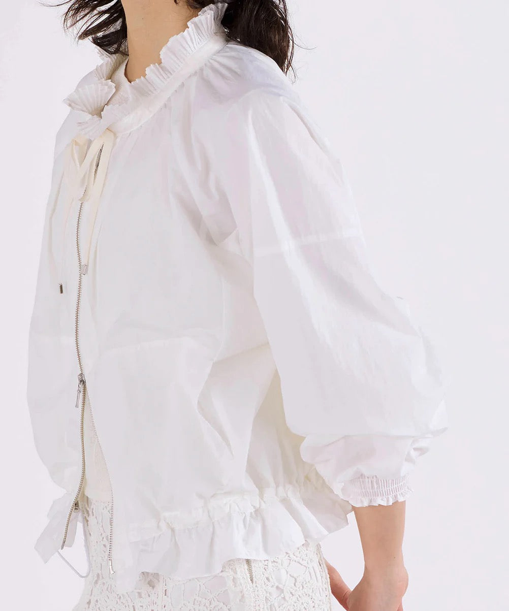 pleats sheer dolman blouson