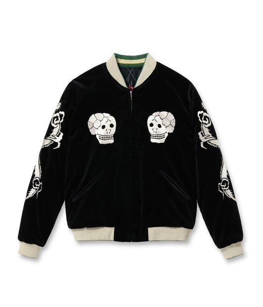 Mid 1950s Style Velveteen Souvenir Jacket “SPIDERWEB, SNAKE & SKULL” × “DRAGON & TIGER” TT15666-119