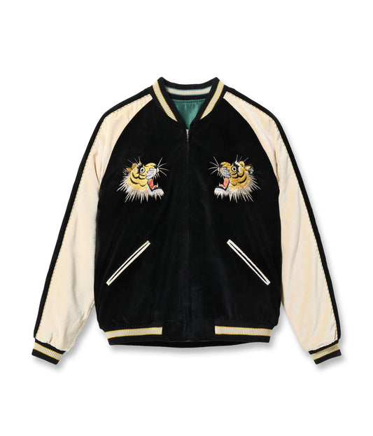Mid 1950s Style Velveteen (Two-tone) × Acetate Souvenir Jacket “TIGER HEAD” × “GOLD DRAGON” TT15795-119