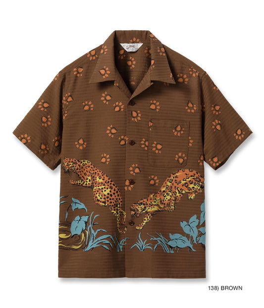 DOBBY COTTON OPEN SHIRT “LEOPARD” SH39720