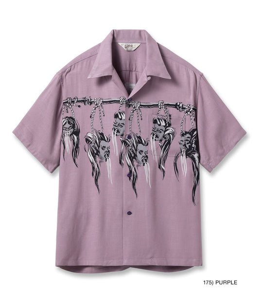 HOPSACK RAYON OPEN SHIRT “SHRUNKEN HEAD” SH39705