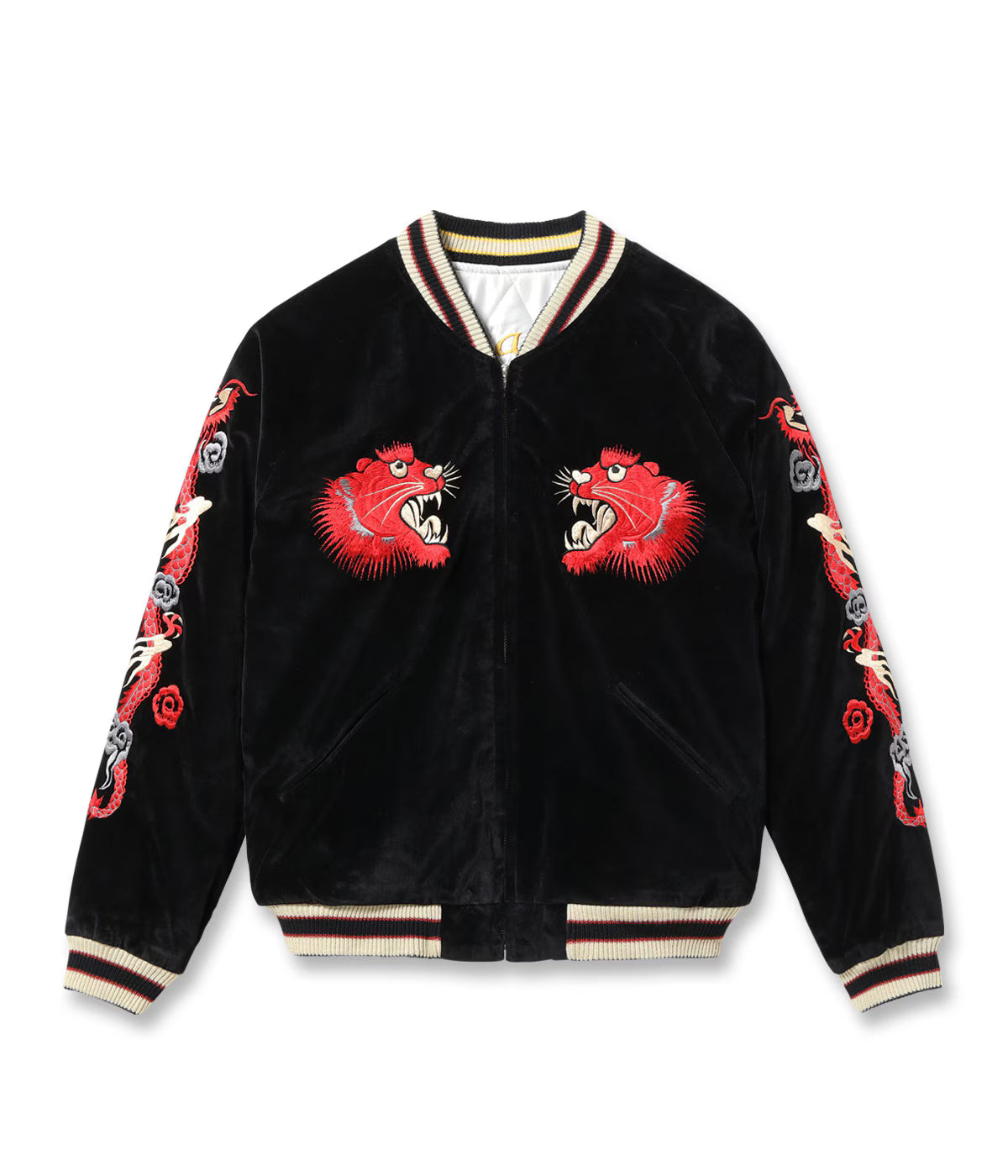 Mid 1950s Style Velveteen Souvenir Jacket “RED TIGER” × “LANDSCAPE”TT15974-119