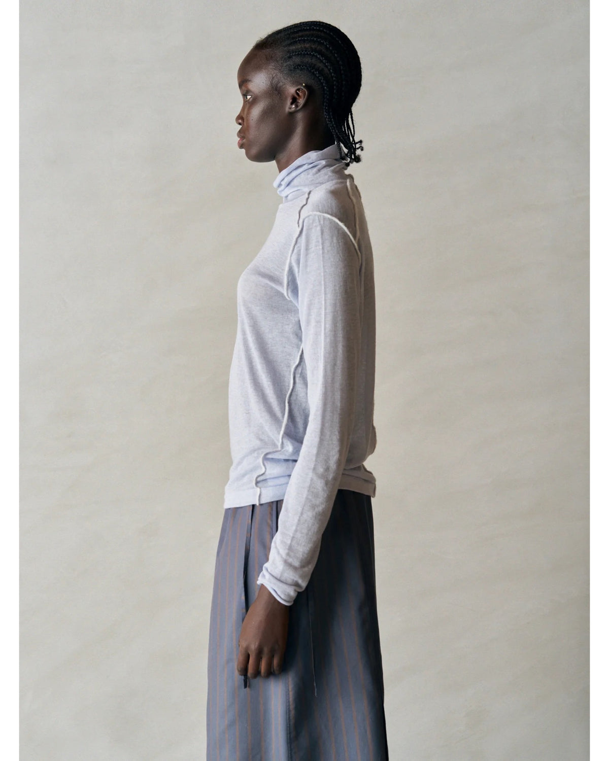 cashmere&supima cotton gauze jersey turtle-neck Tee