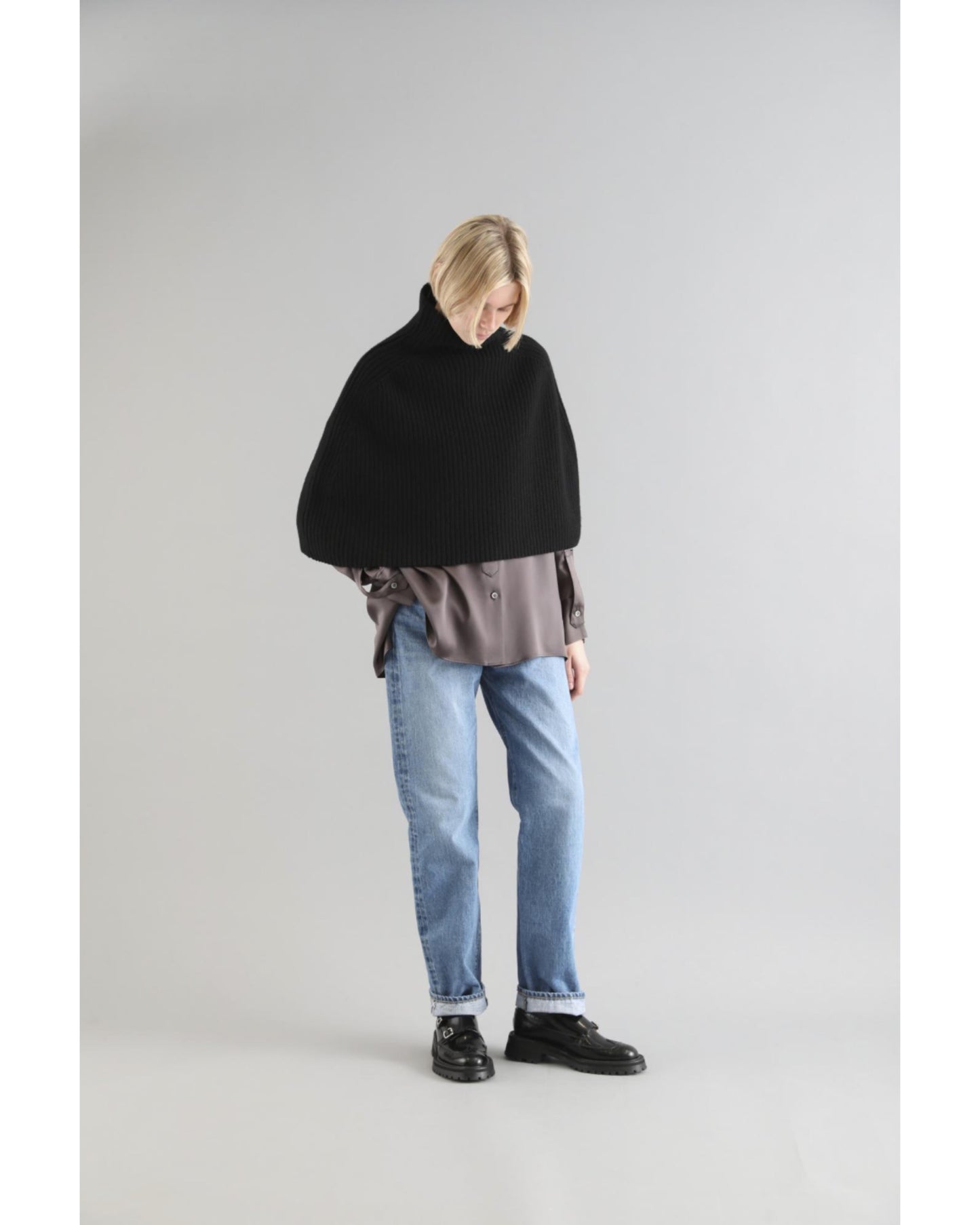 EX.FINE LAMBWOOL PONCHO