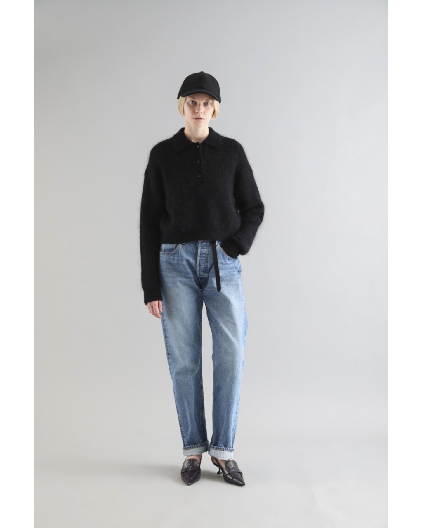 FINE KID MOHAIR FURROW TOP