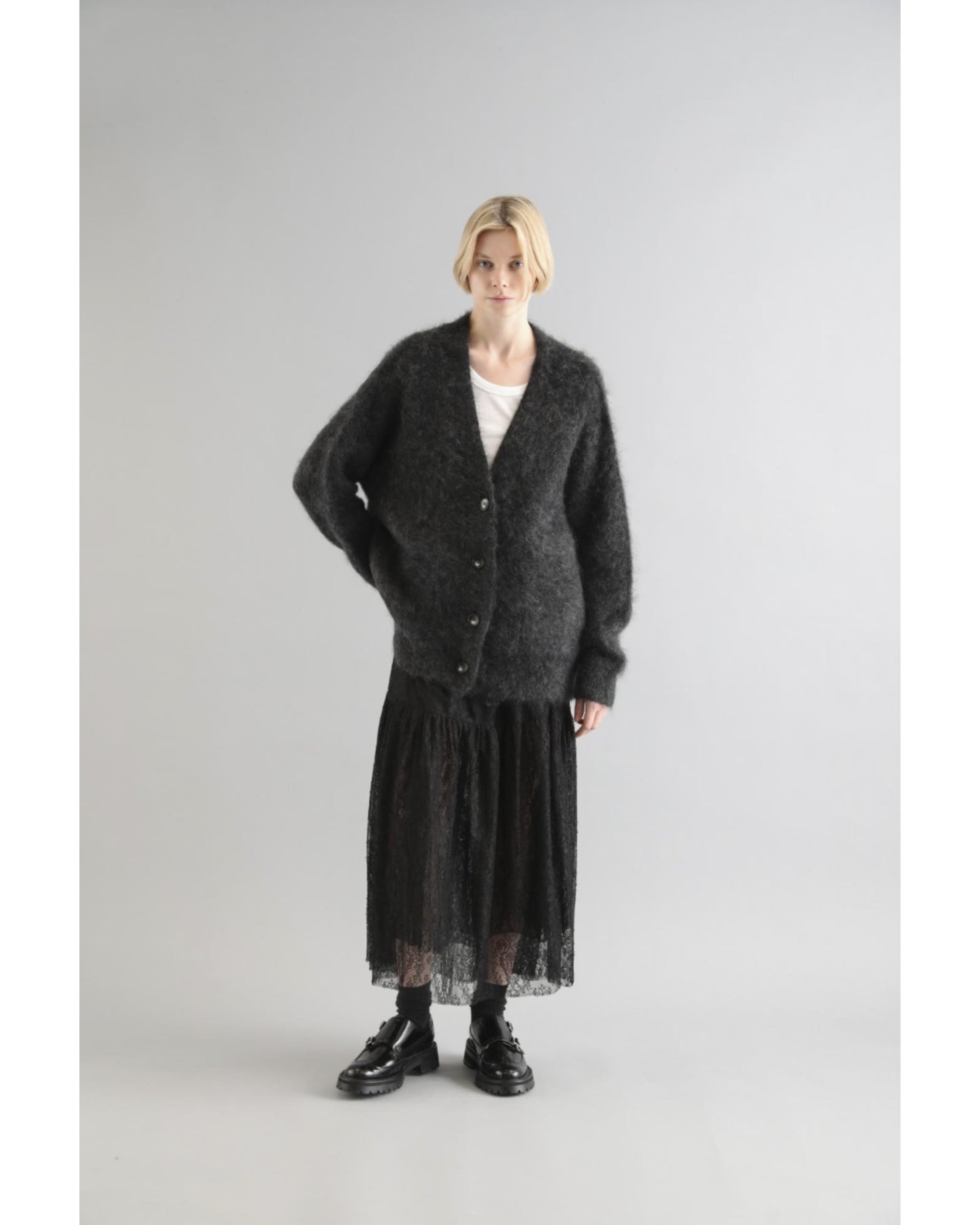 EX.FINE MOHAIR FURROW CARDIGAN