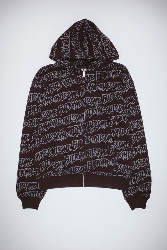 AOP STAMP ZIPPED HOODIE