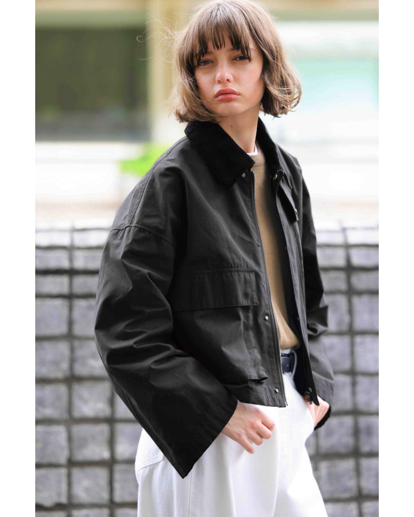 WAXED HIGH DENSITY CLOTH SHORT JACKET