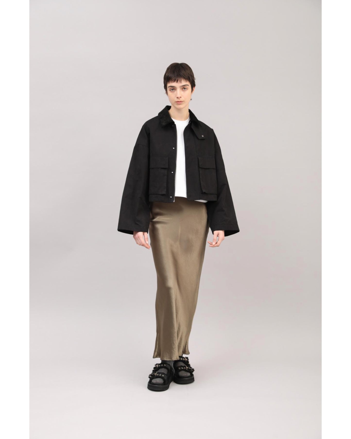 WAXED HIGH DENSITY CLOTH SHORT JACKET