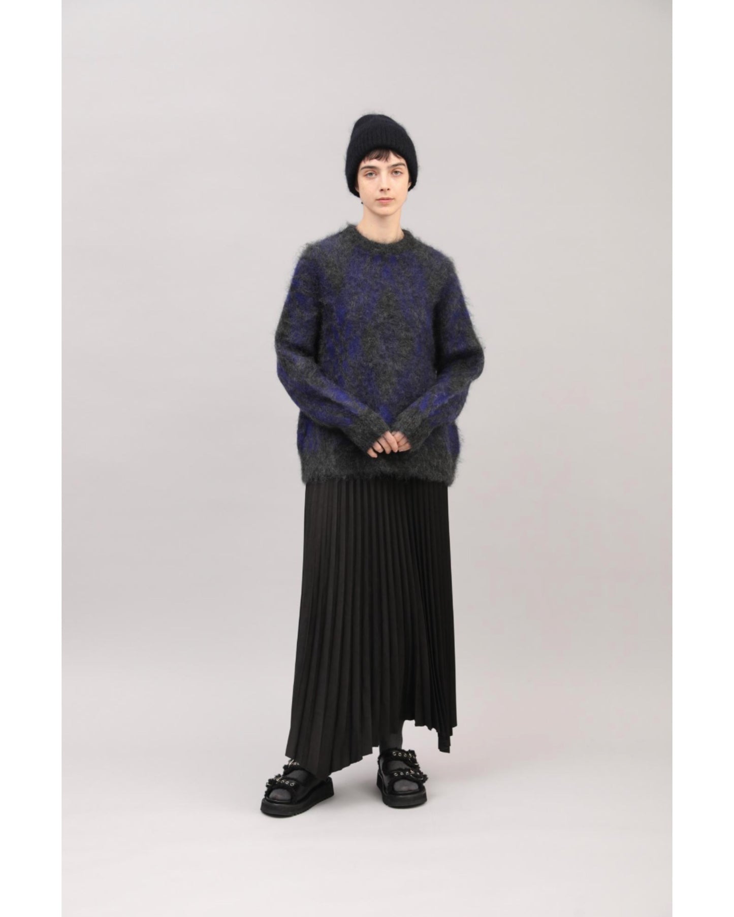 MOHAIR PLAID JACQUARD TOP