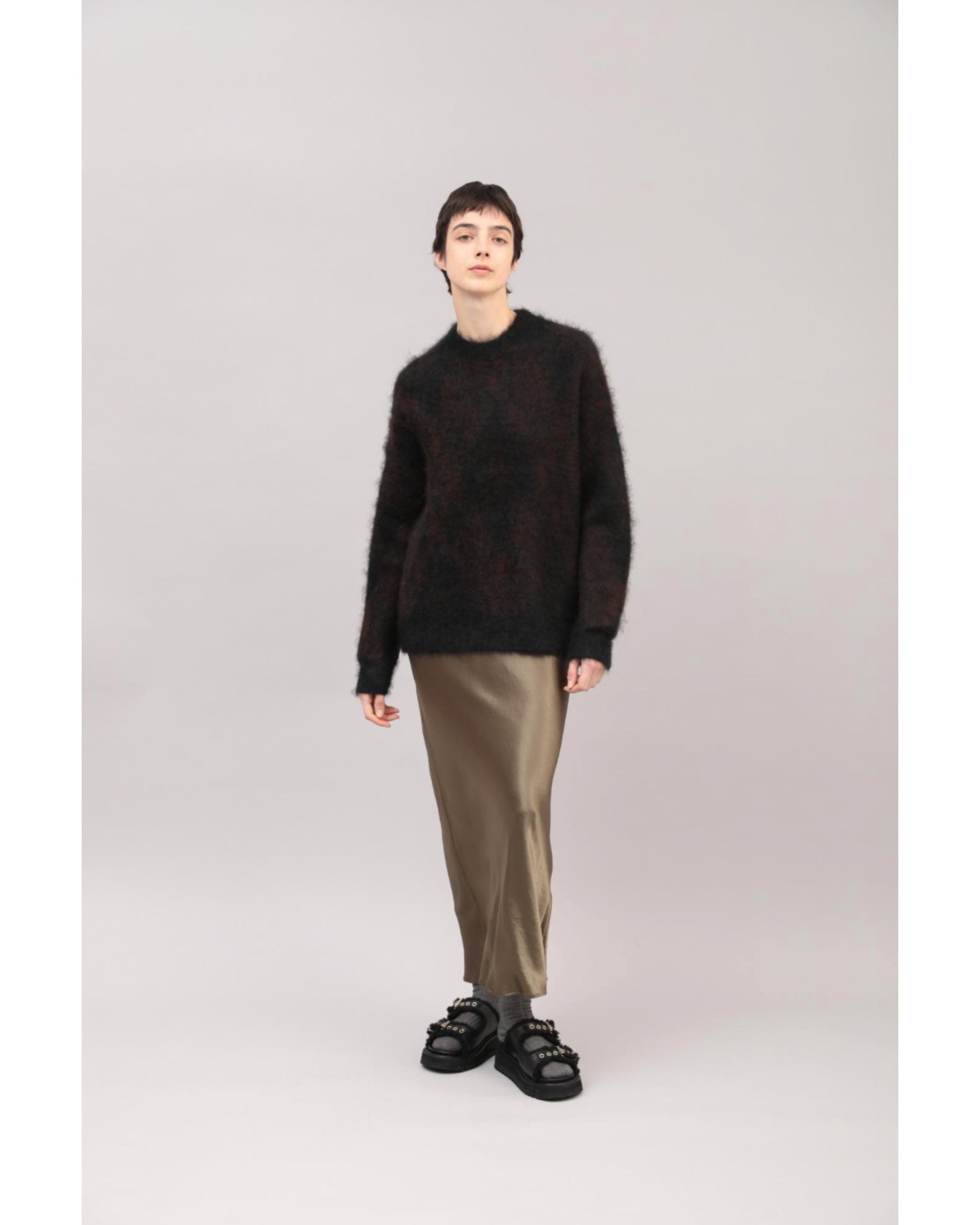 MOHAIR PLAID JACQUARD TOP