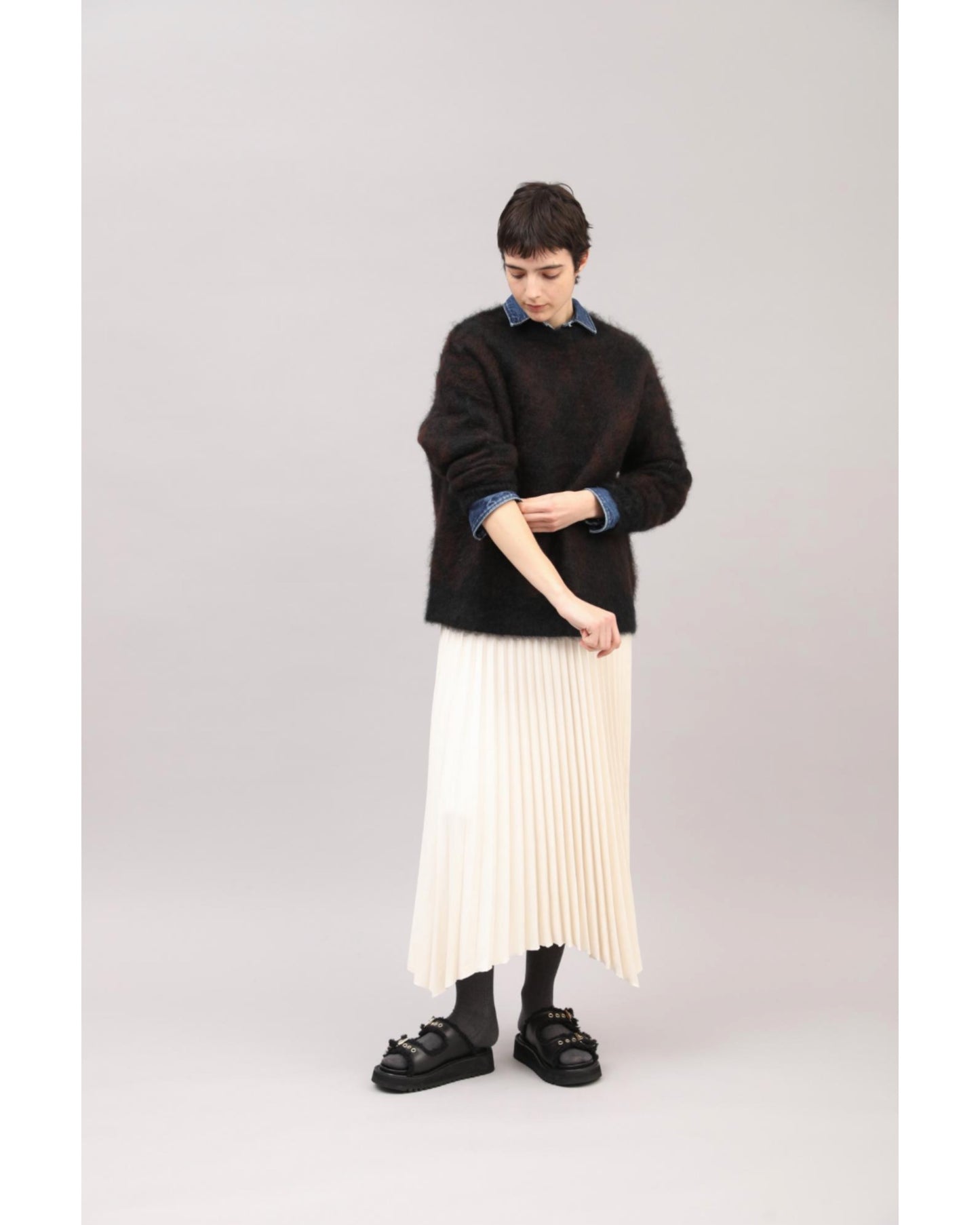 MOHAIR PLAID JACQUARD TOP