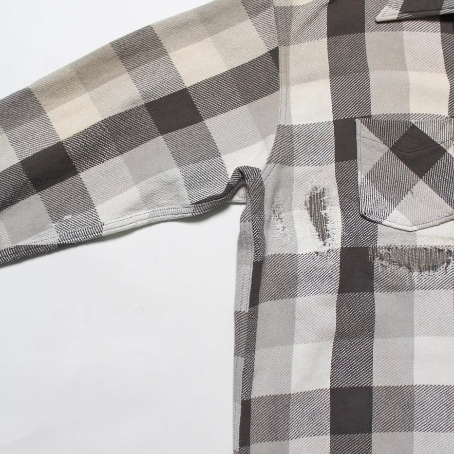 DAMAGED AND STAINED FLANNEL SHIRT