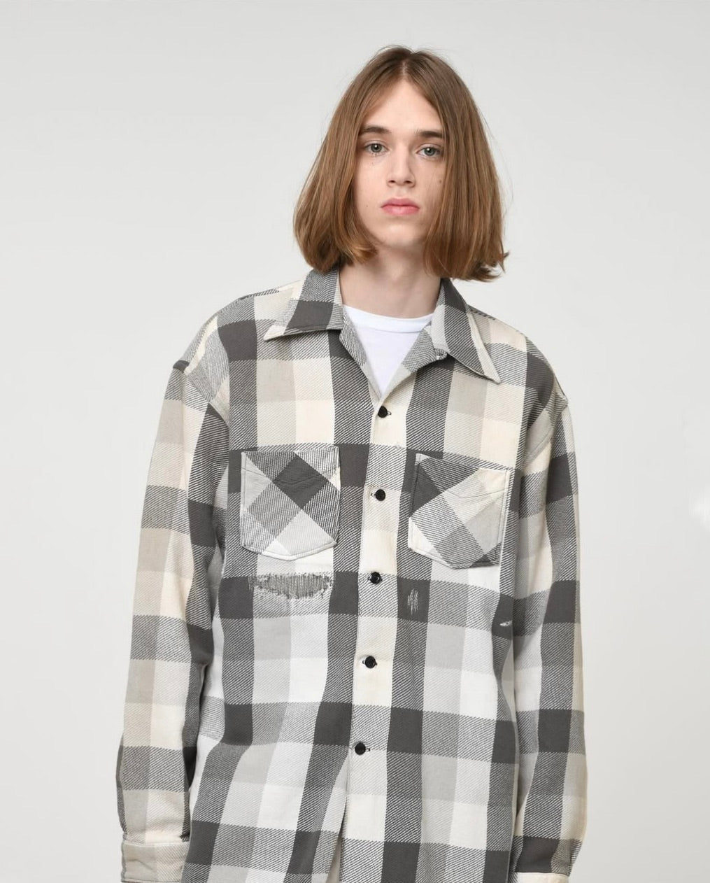 DAMAGED AND STAINED FLANNEL SHIRT