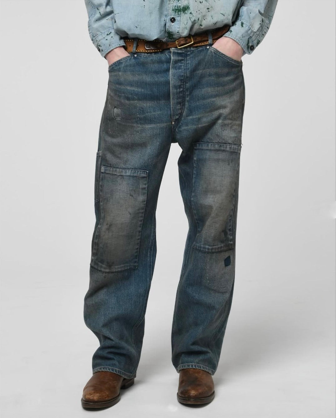 MINER'S REPAIRED DENIM WORK PANTS