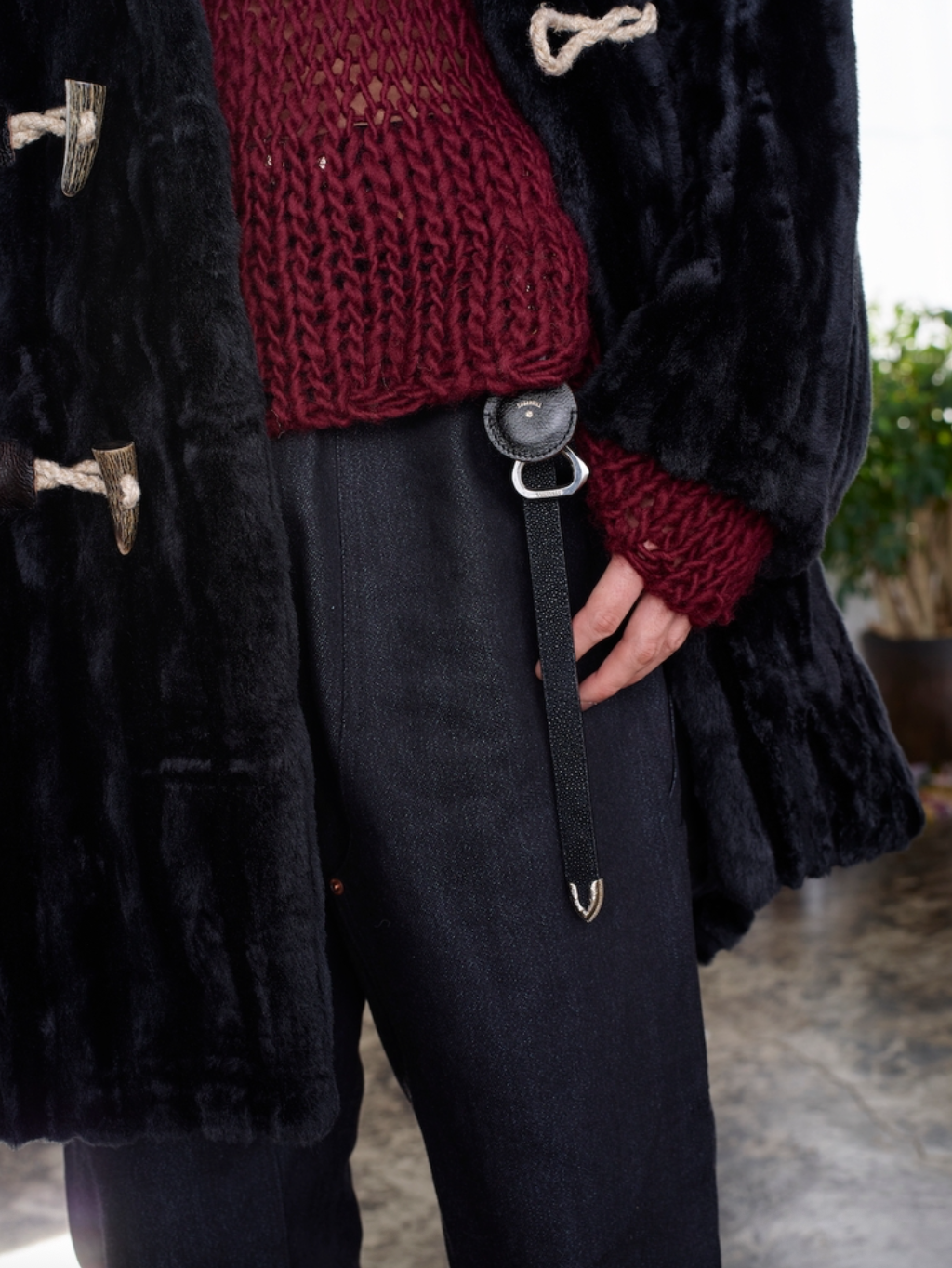 TWISTED HEATHER DENIM PANTS DOUBLE KNEE