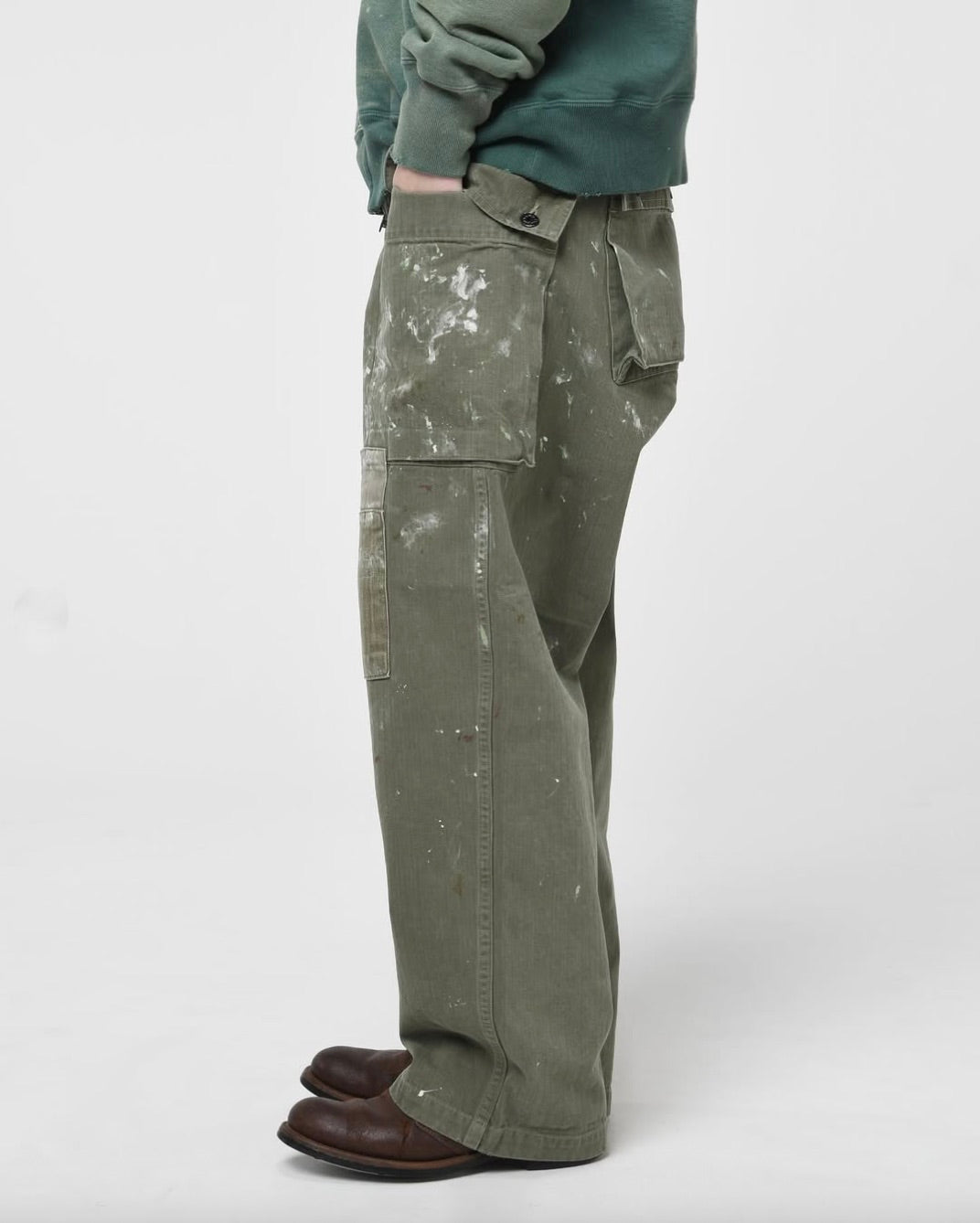 PAINT STAINED USMC P-44 HBT TROUSERS – TIME AFTER TIME