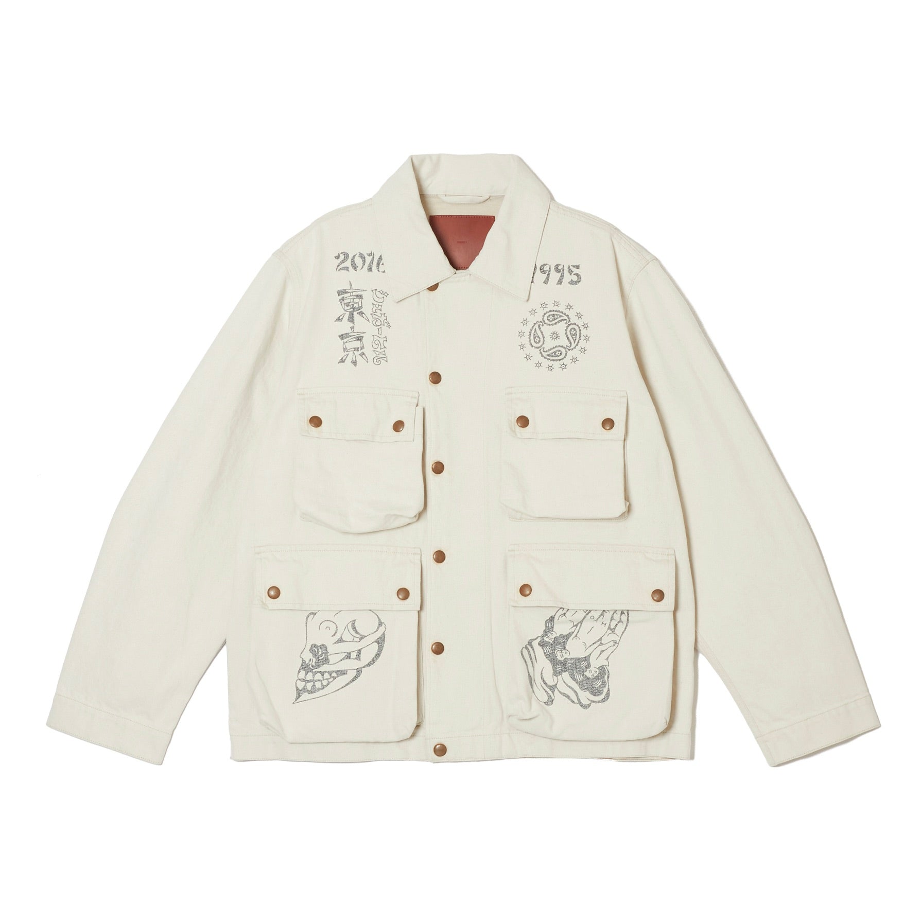 YAMADA LEN / SUGARHILL TATTOO FLASH PRINT POCKET DENIM JACKET