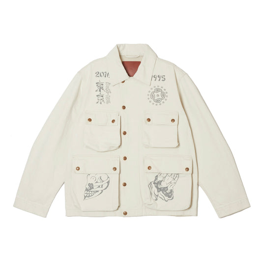 YAMADA LEN / SUGARHILL TATTOO FLASH PRINT POCKET DENIM JACKET