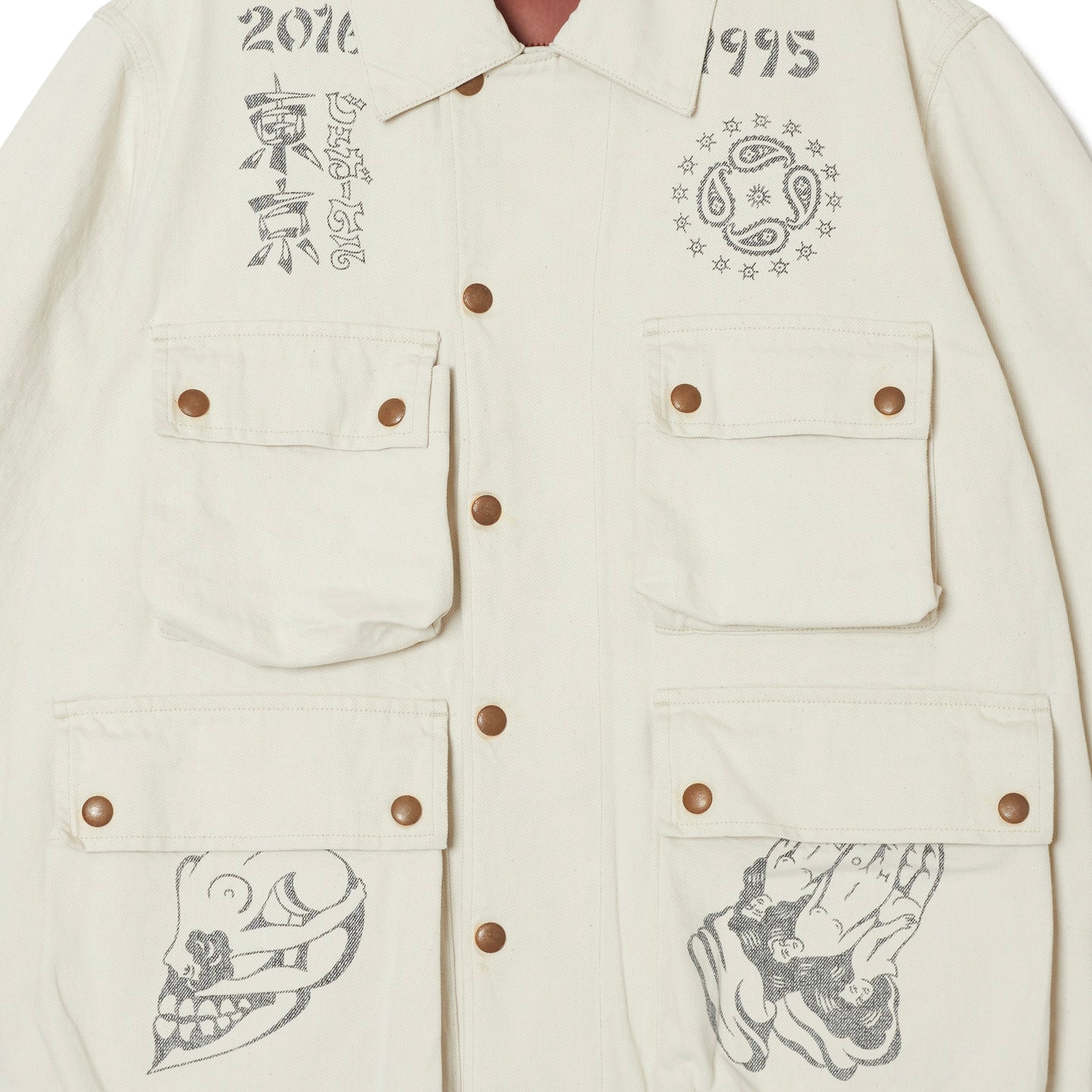 YAMADA LEN / SUGARHILL TATTOO FLASH PRINT POCKET DENIM JACKET