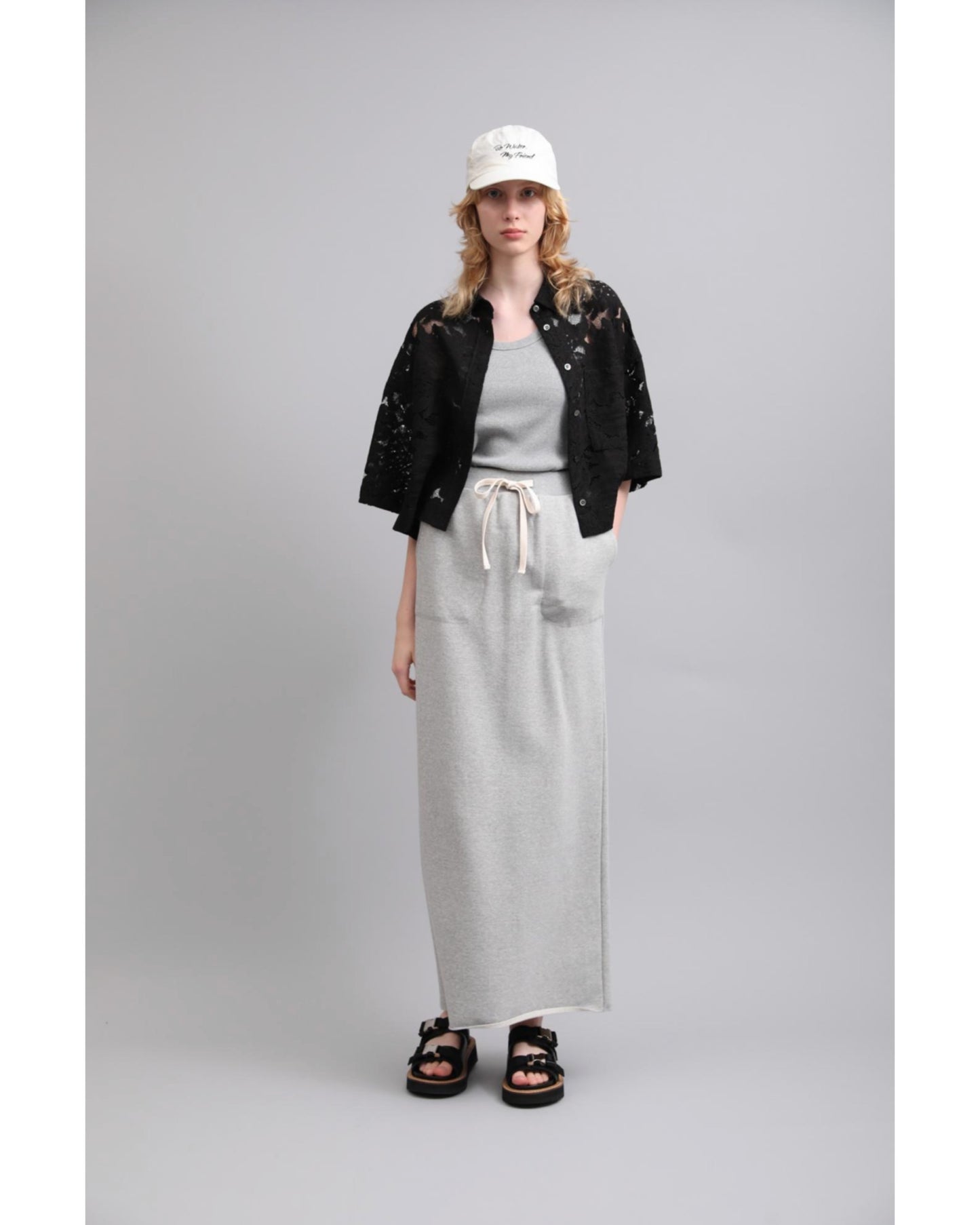 LEAF RASCHEL LACE CROPPED SHIRT