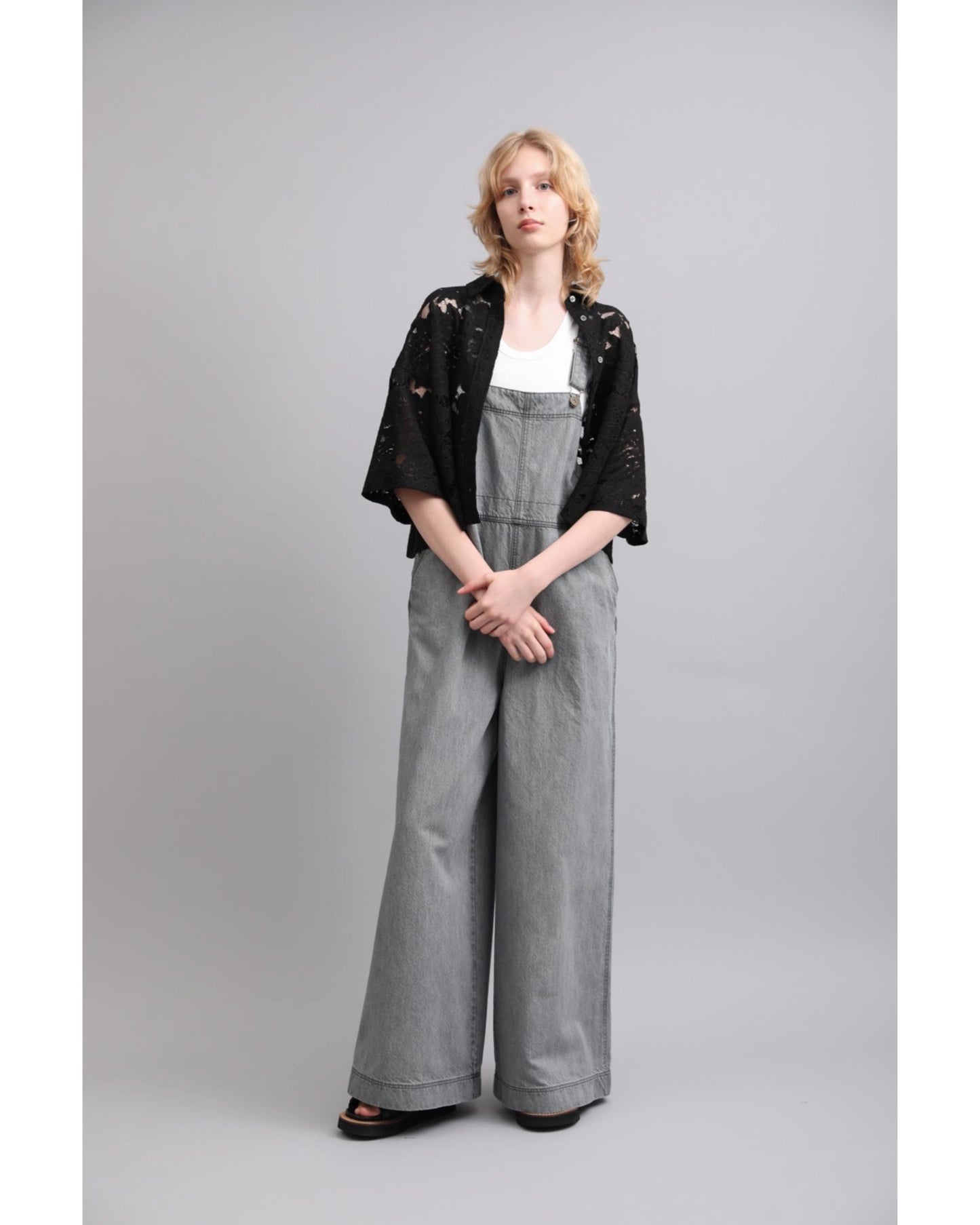 LEAF RASCHEL LACE CROPPED SHIRT