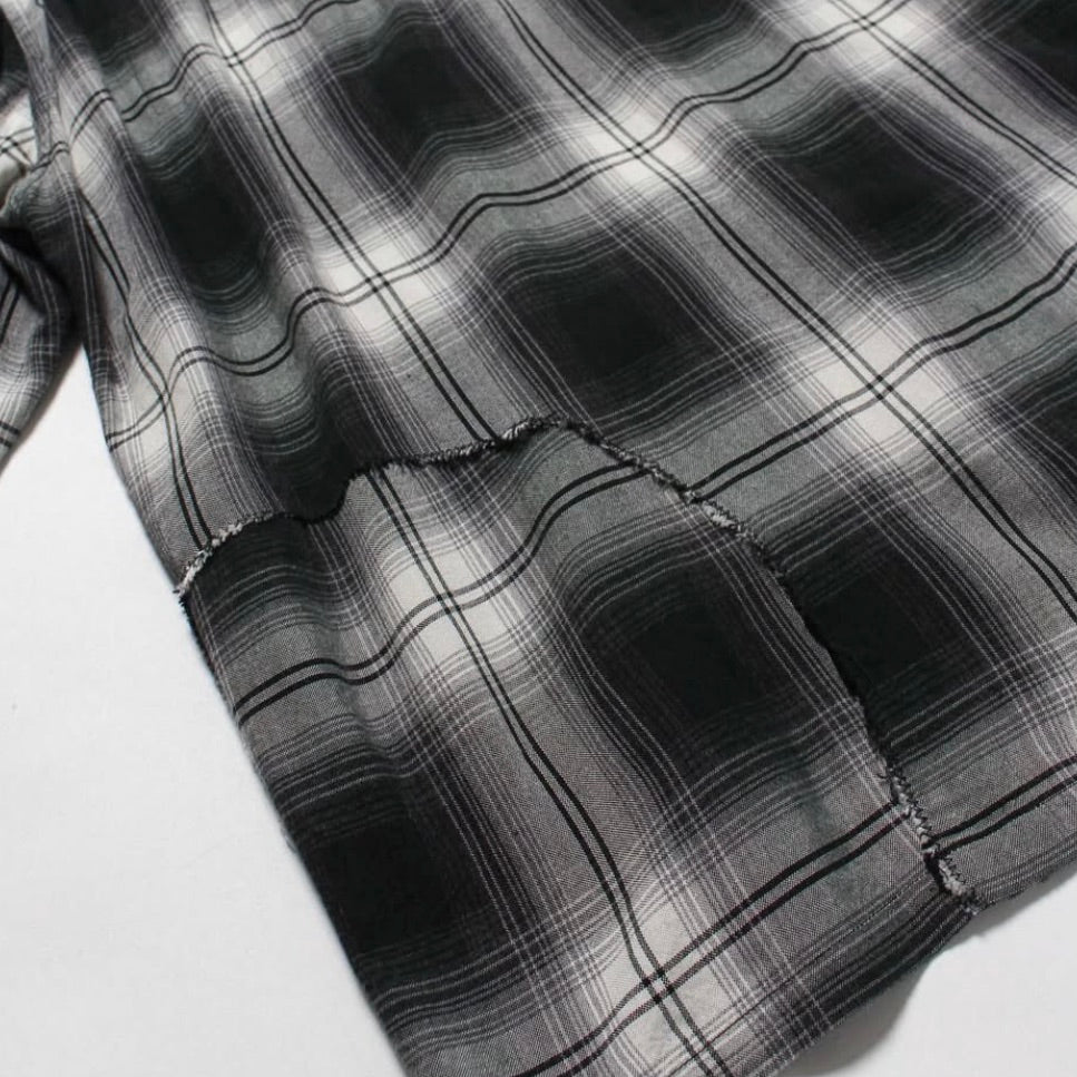 REMADE RAYON PLAID SHIRT AGED