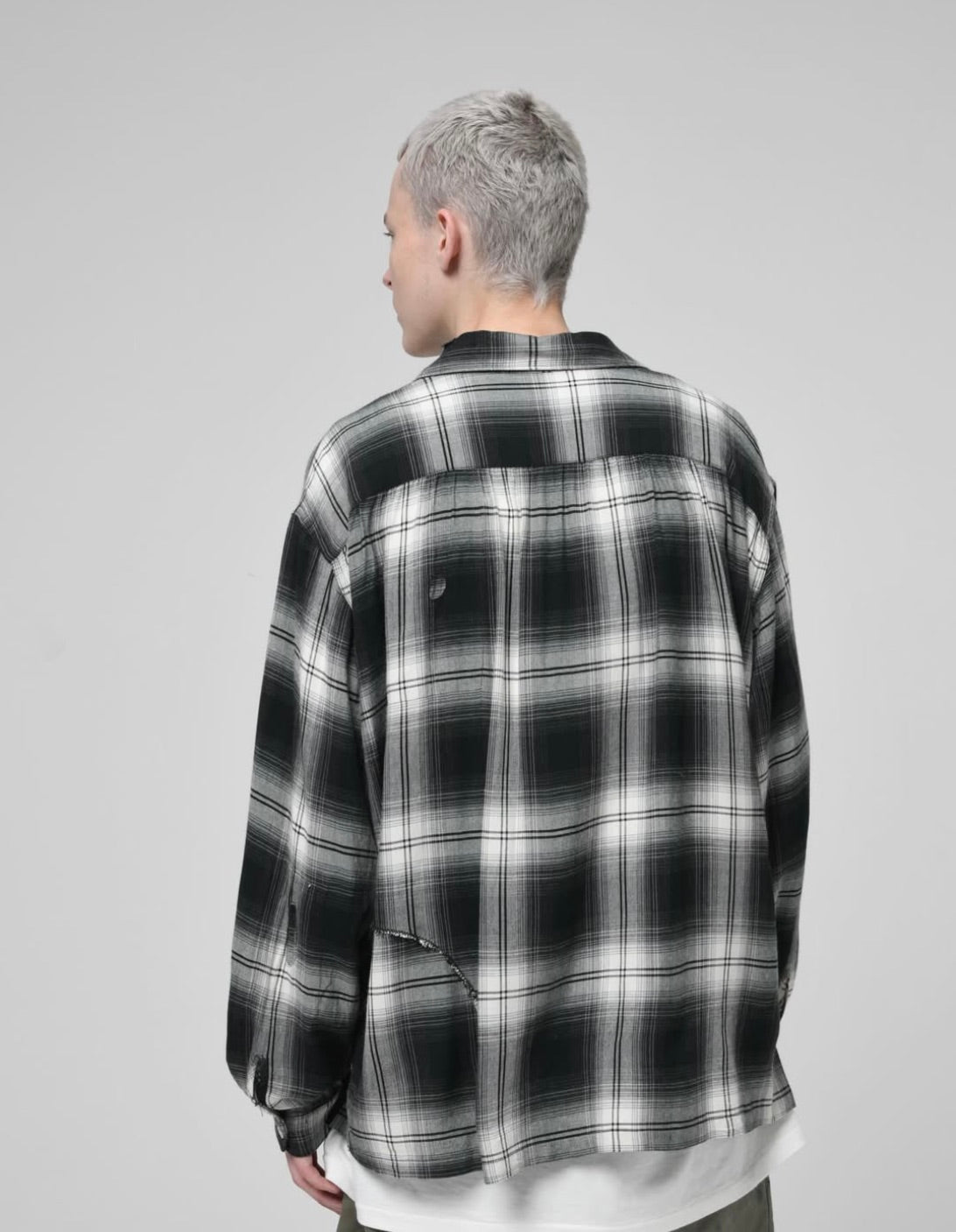 REMADE RAYON PLAID SHIRT AGED